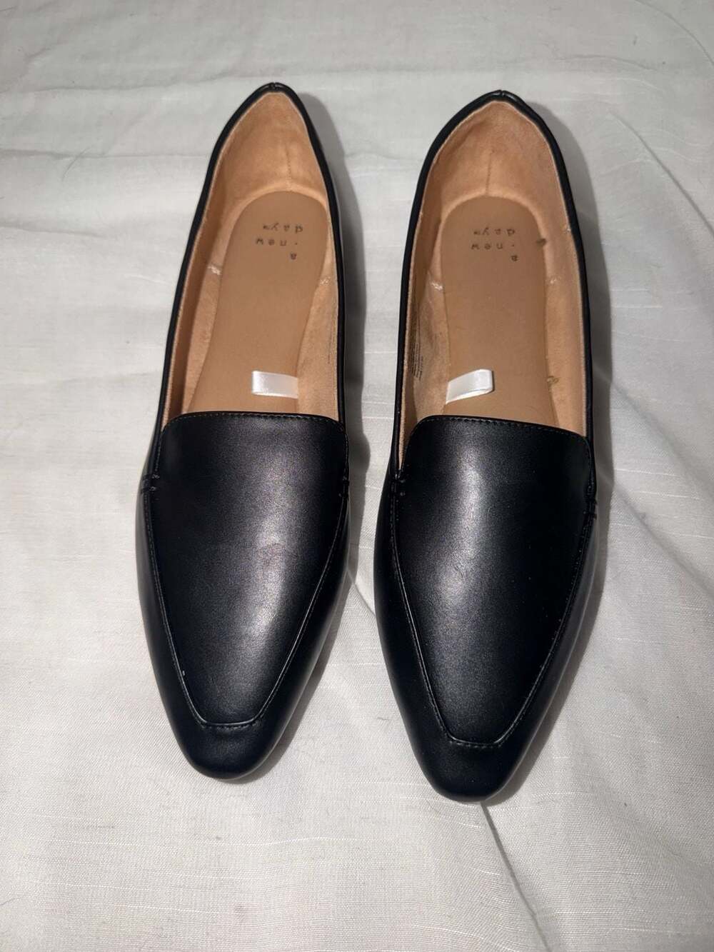 A New Day Loafers Size 10 Black Pointed Toe Slip On Flats